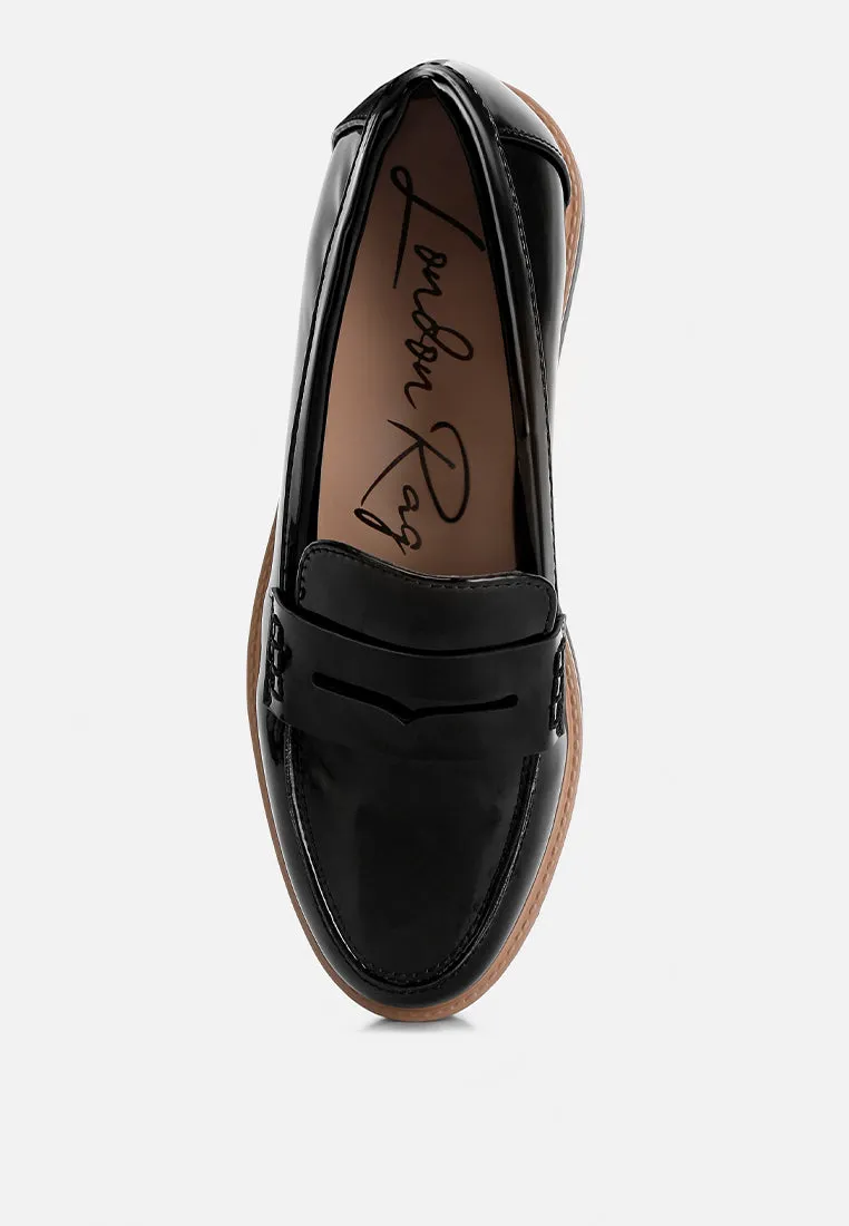 Sinclair Patent Faux Leather Heeled Loafers