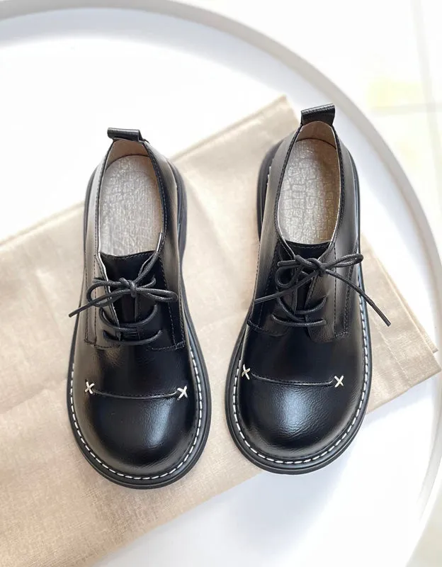 Smooth Leather Lace-up Retro Shoes Spring