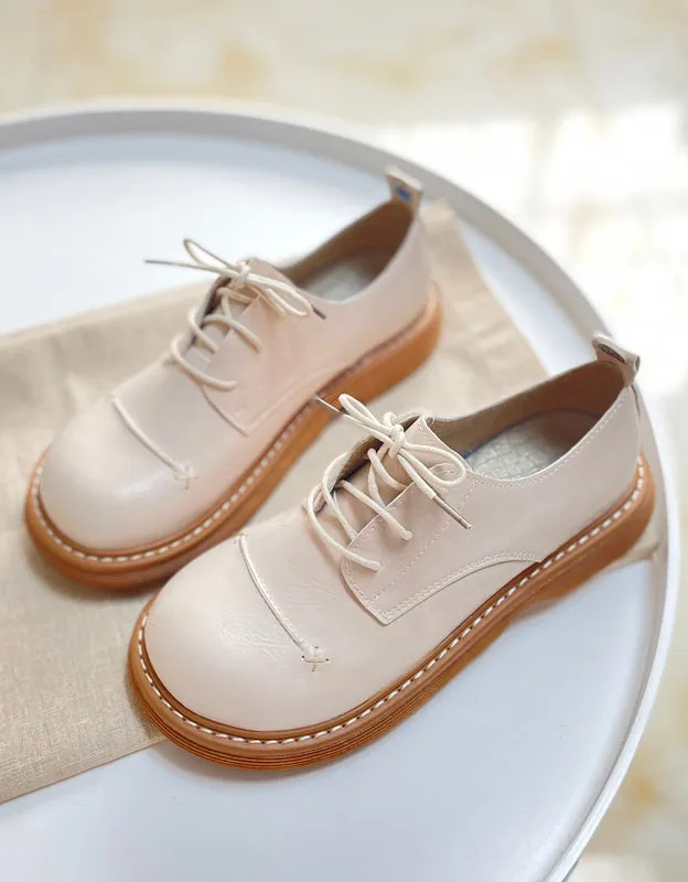 Smooth Leather Lace-up Retro Shoes Spring