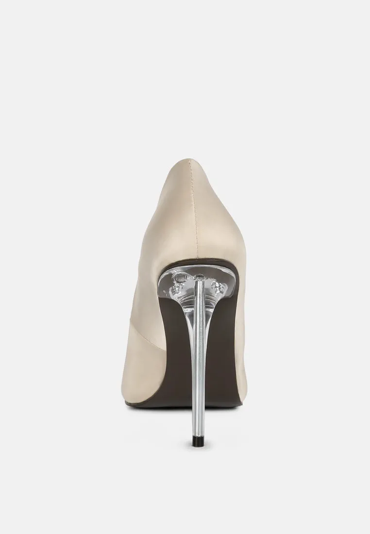 Stakes Clear High Heel Satin Pump Heels