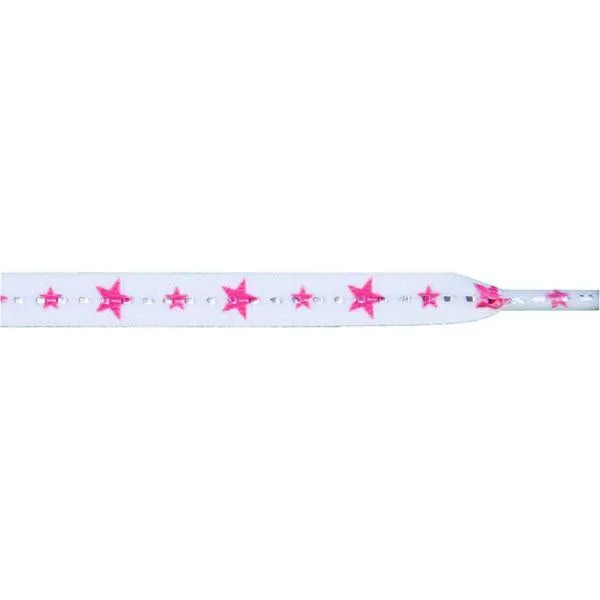 Stars Laces - Hot Pink Stars on White (1 Pair Pack) Shoelaces