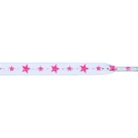 Stars Laces - Hot Pink Stars on White (1 Pair Pack) Shoelaces