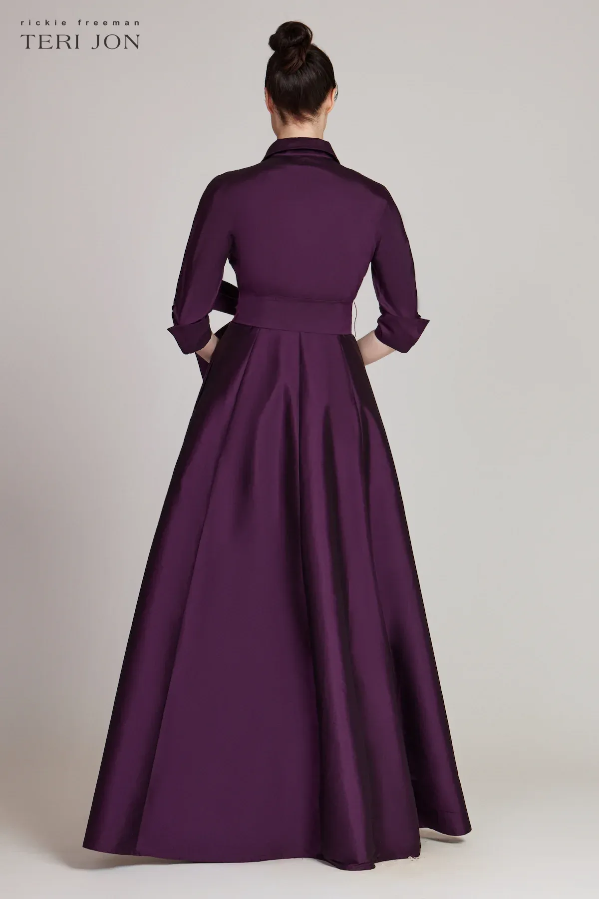 Teri Jon Taffeta Shirt Waist Evening Gown 229051