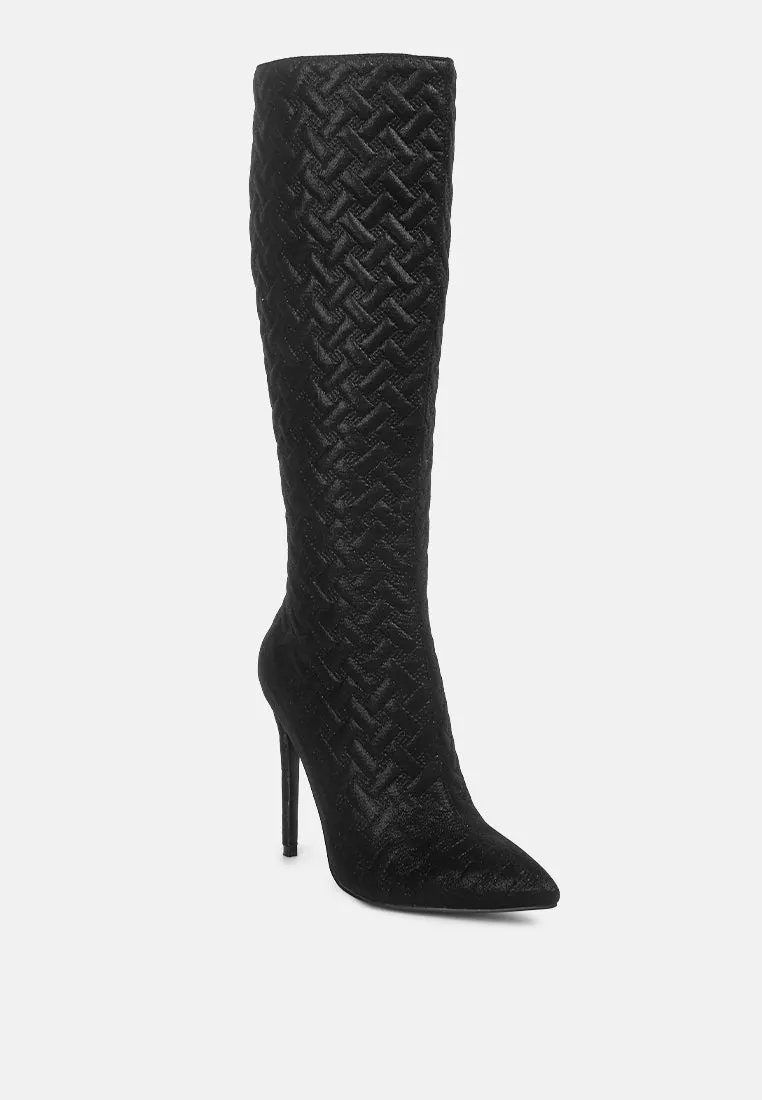 Tinkles Embossed High Heeled Calf Boots