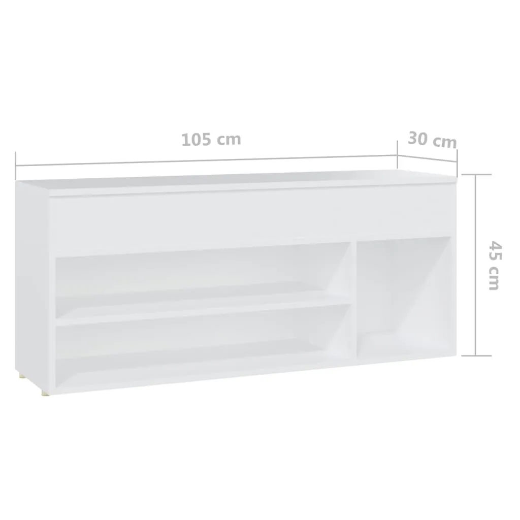 vidaXL Shoe Bench White 105x30x45 cm Engineered Wood