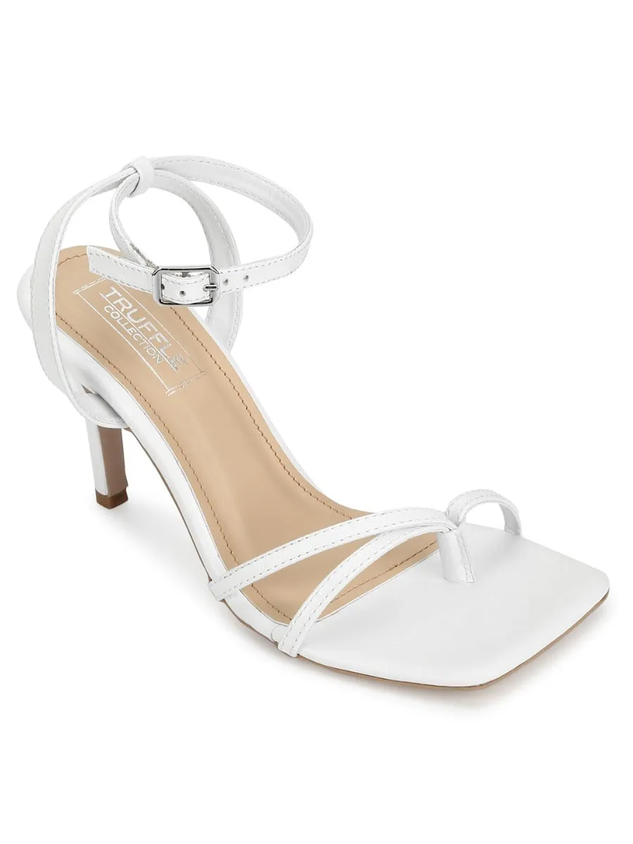 White PU Strappy Stilettos