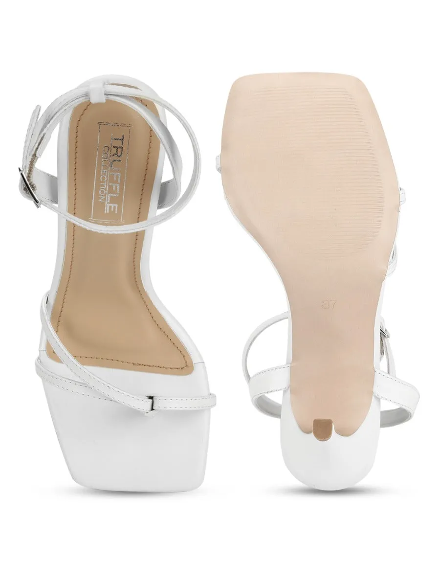 White PU Strappy Stilettos