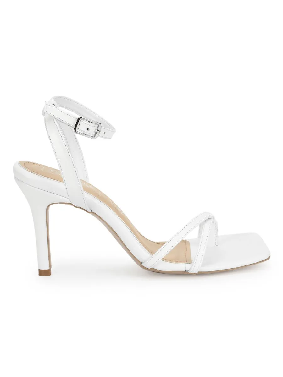 White PU Strappy Stilettos