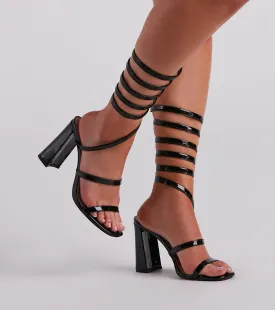 Wind Me Up Spiral Block Heels