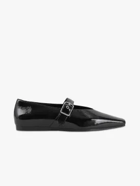 Wioletta Buckle Flat - Black Patent