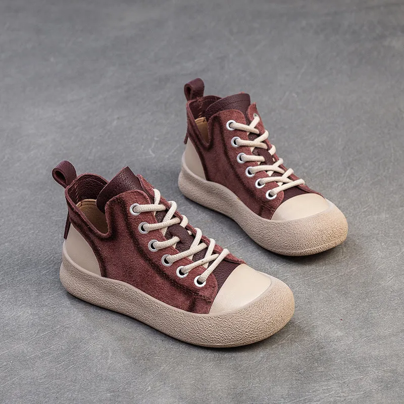 Women Fashion Leather High Top Casual Shoes