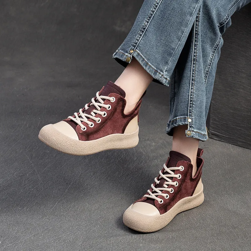 Women Fashion Leather High Top Casual Shoes