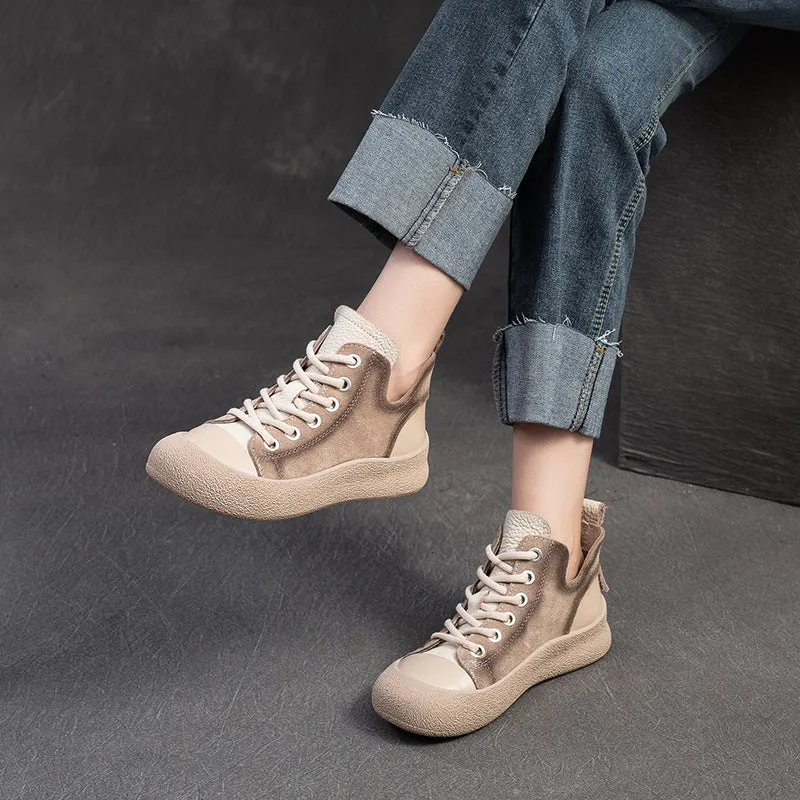 Women Fashion Leather High Top Casual Shoes