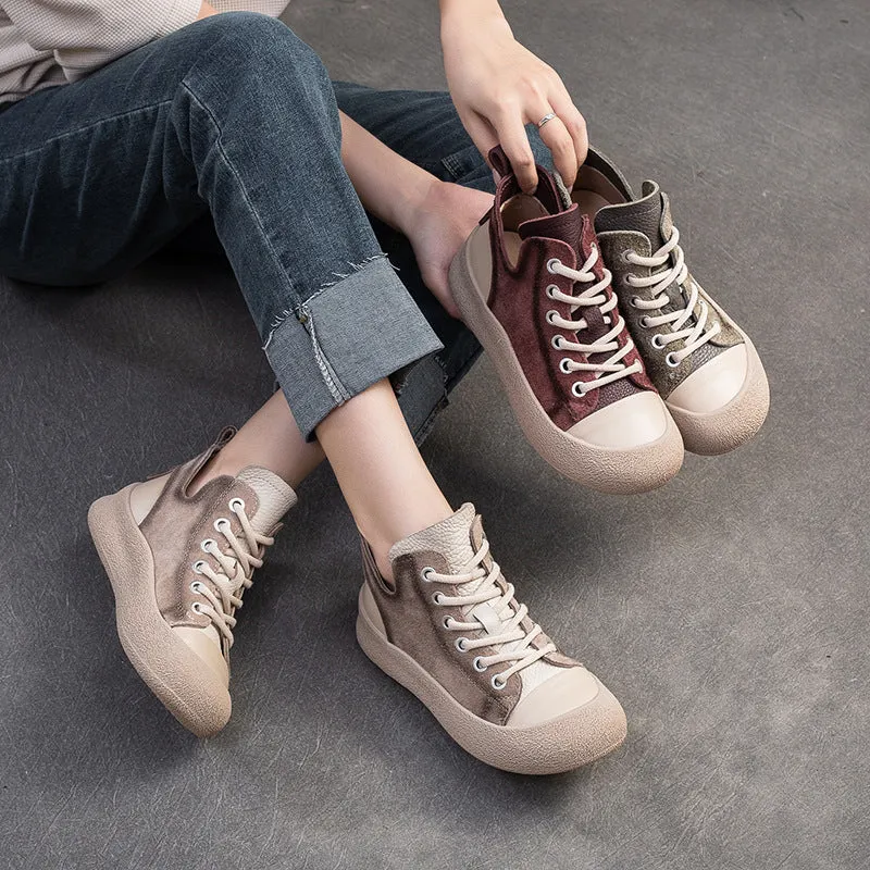 Women Fashion Leather High Top Casual Shoes