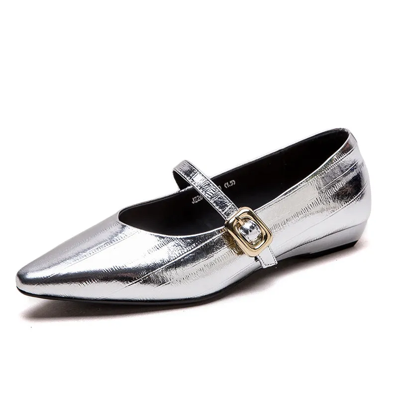 Women Leather Fashion Pointed Toe Casual Dress Shoes