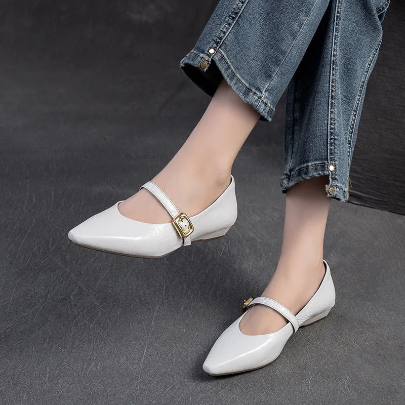 Women Leather Fashion Pointed Toe Casual Dress Shoes