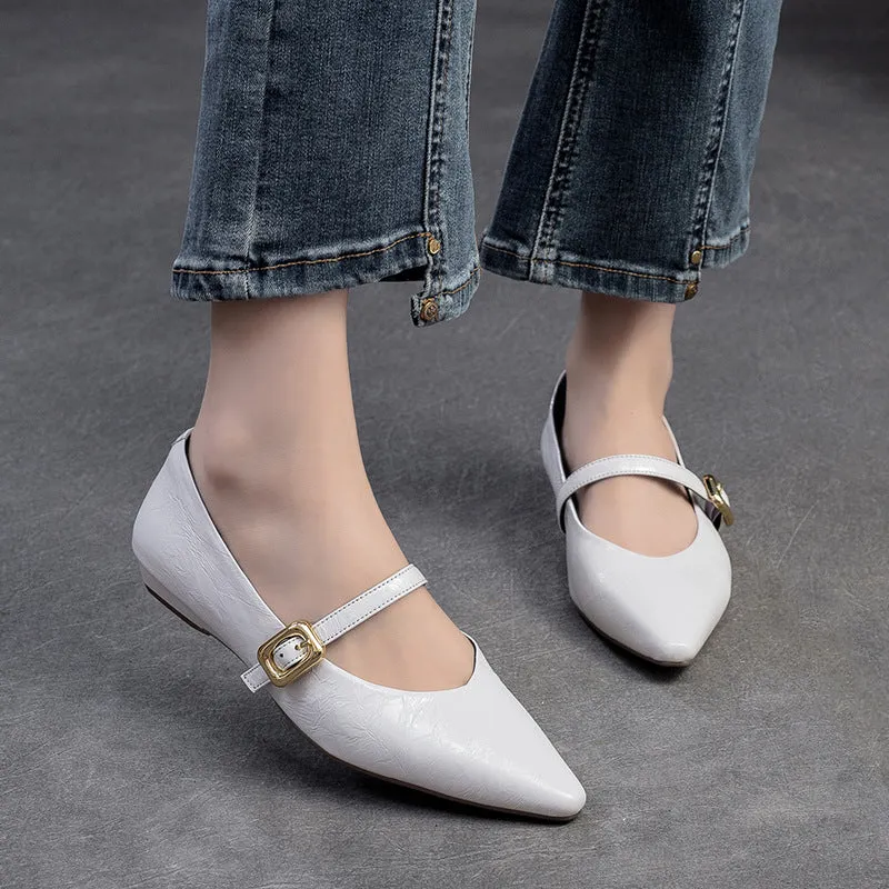 Women Leather Fashion Pointed Toe Casual Dress Shoes