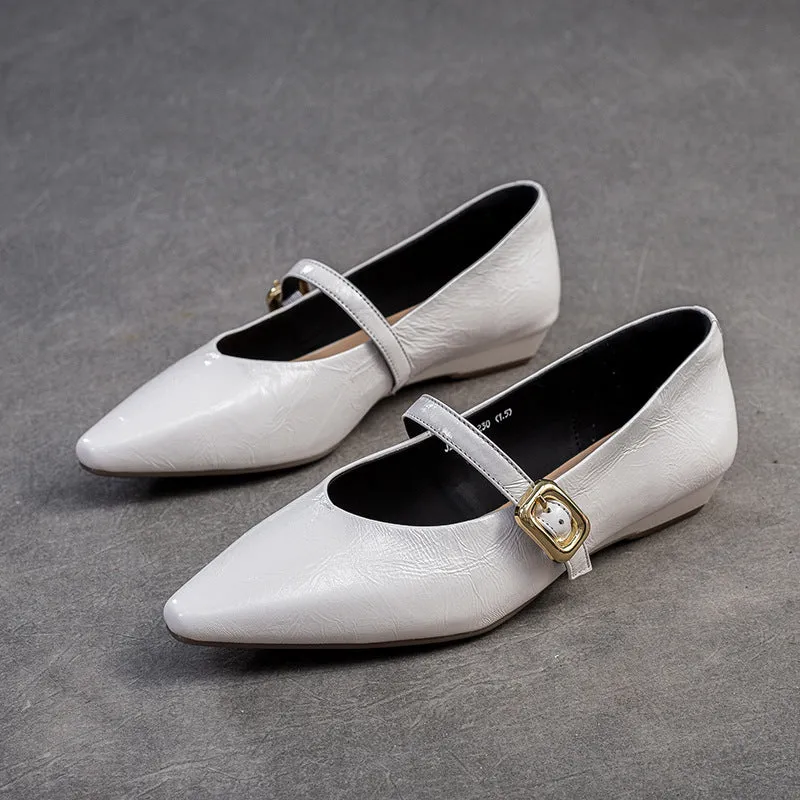 Women Leather Fashion Pointed Toe Casual Dress Shoes