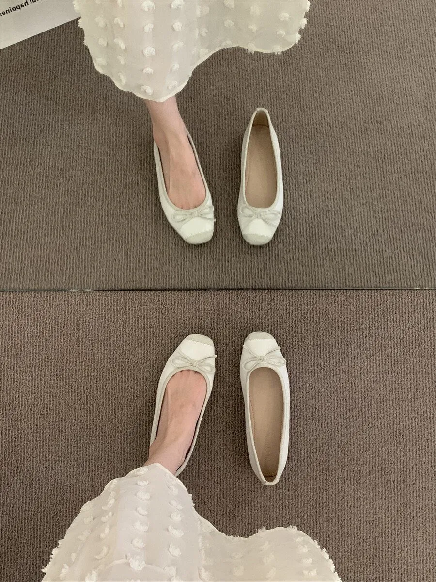 Women Minimalist Mary Jane Flats, Ballerina Retro Flats Shoes, Plain Toe Flats for Women, Ballet Point Toe Pink Beige Silver Black Shoes