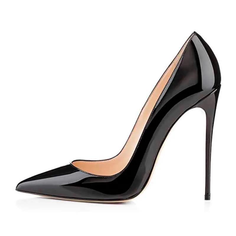 Women Patent Leather Pumps Heels Stiletto 12 Cm High Heels Party Shoes