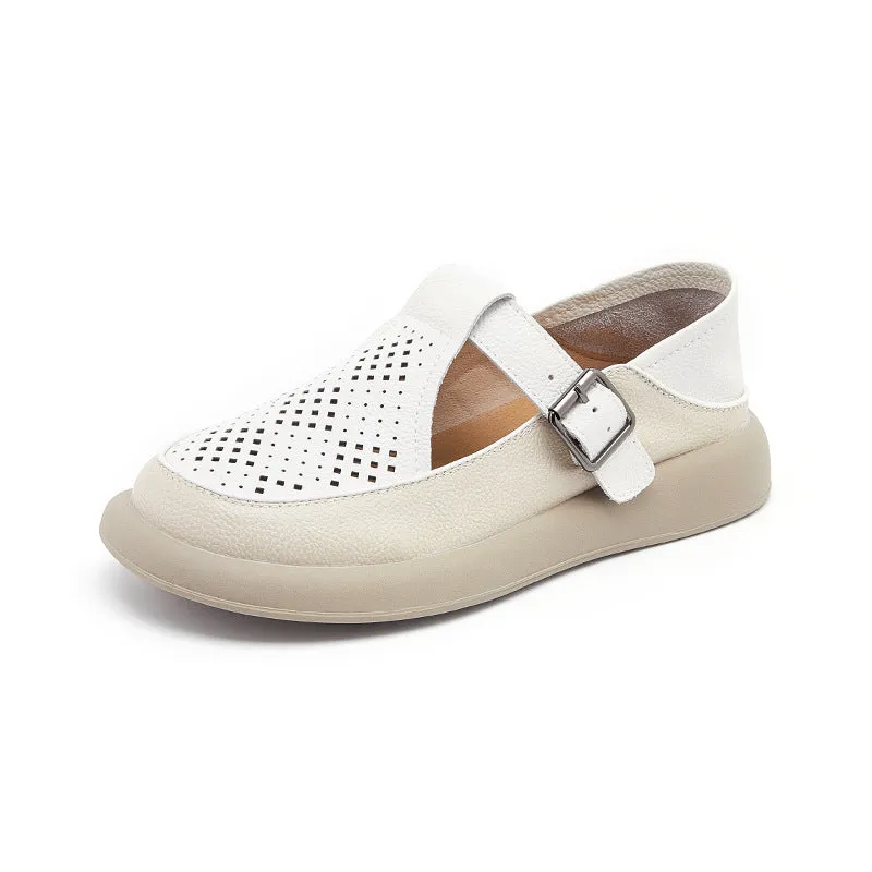 Women's Cut-out Comfort Closed-toe Leather Sandal